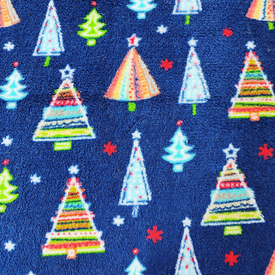 A árvore de Natal imprimiu o poliéster do lado do dobro de Coral Flannel Fleece Fabric Warmly