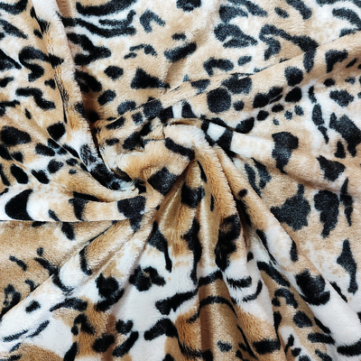 A tela do luxuoso da pele do falso do velo do picovolt para o leopardo de estofamento dos vestuários das sapatas imprimiu