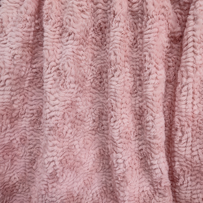 A tela cor-de-rosa da pele do falso do poliéster fez malha 58/60" para o coelho da flor da roupa