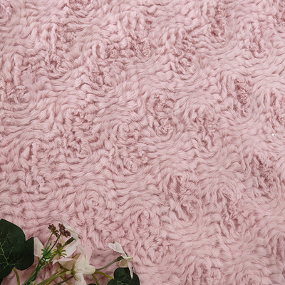 A tela cor-de-rosa da pele do falso do poliéster fez malha 58/60" para o coelho da flor da roupa