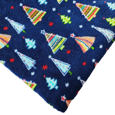A árvore de Natal imprimiu o poliéster do lado do dobro de Coral Flannel Fleece Fabric Warmly