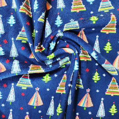 A árvore de Natal imprimiu o poliéster do lado do dobro de Coral Flannel Fleece Fabric Warmly