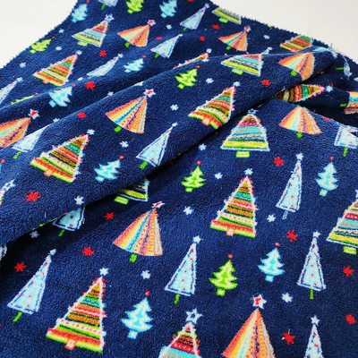 A árvore de Natal imprimiu o poliéster do lado do dobro de Coral Flannel Fleece Fabric Warmly