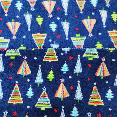 A árvore de Natal imprimiu o poliéster do lado do dobro de Coral Flannel Fleece Fabric Warmly