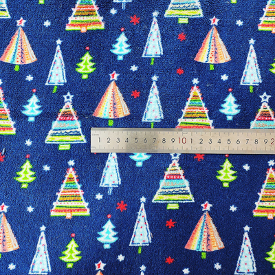 A árvore de Natal imprimiu o poliéster do lado do dobro de Coral Flannel Fleece Fabric Warmly
