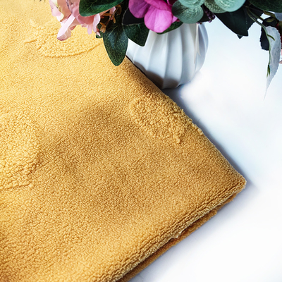 Sherpa feito malha urdidura para tosar o jacquard 100% amarelo do poliéster da tela para o vestuário