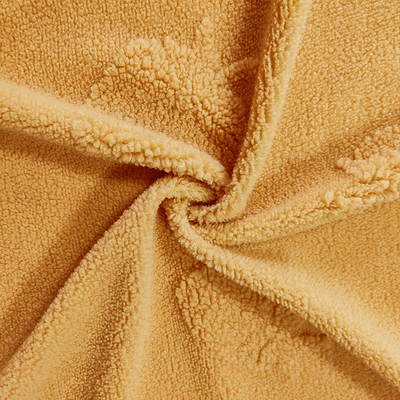 Sherpa feito malha urdidura para tosar o jacquard 100% amarelo do poliéster da tela para o vestuário