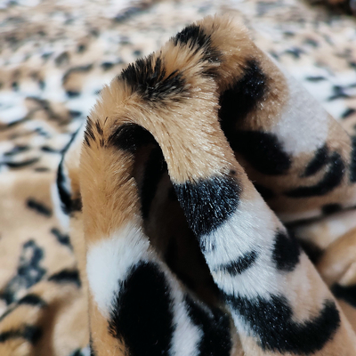 A tela do luxuoso da pele do falso do velo do picovolt para o leopardo de estofamento dos vestuários das sapatas imprimiu