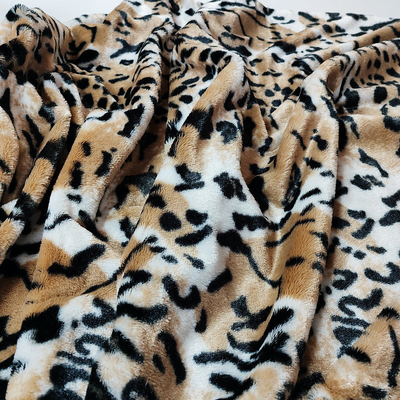 A tela do luxuoso da pele do falso do velo do picovolt para o leopardo de estofamento dos vestuários das sapatas imprimiu