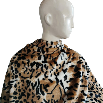 A tela do luxuoso da pele do falso do velo do picovolt para o leopardo de estofamento dos vestuários das sapatas imprimiu