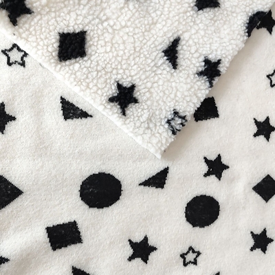 Fio preto e branco do jacquard da tela do velo de Sherpa tingido para o assoalho Mats Pillow de Backoack