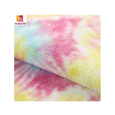Tela macia tingida laço 240gsm 150D de Sherpa do vestuário do arco-íris