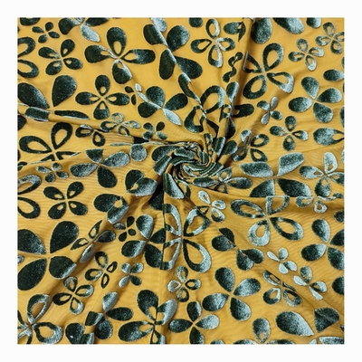 Tela coreana 140gsm de veludo do teste padrão de flor para o lenço do desgaste de mulheres