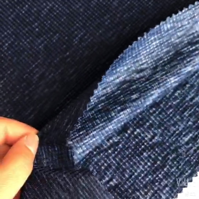 Malha do waffle do Spandex da tela do jérsei do poliéster Cationic azul única