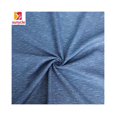 Malha do waffle do Spandex da tela do jérsei do poliéster Cationic azul única