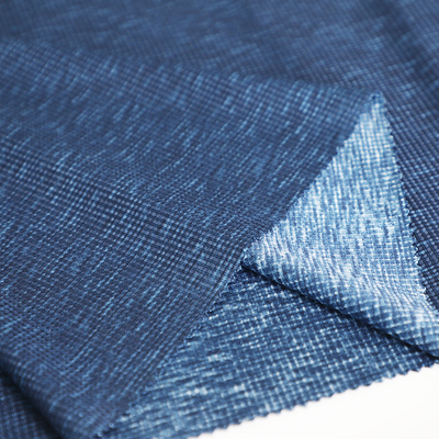 Malha do waffle do Spandex da tela do jérsei do poliéster Cationic azul única