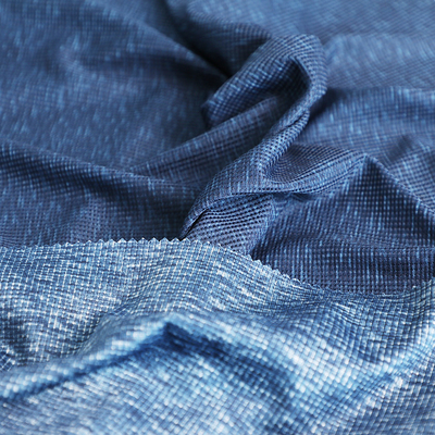 Malha do waffle do Spandex da tela do jérsei do poliéster Cationic azul única